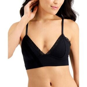 Jenni Women's Bralette Size Small Black Wide Lace Lined Bralette Non-padded NWT